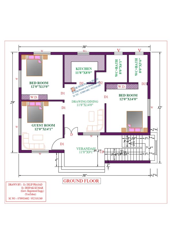 38X32 Affordable House Design