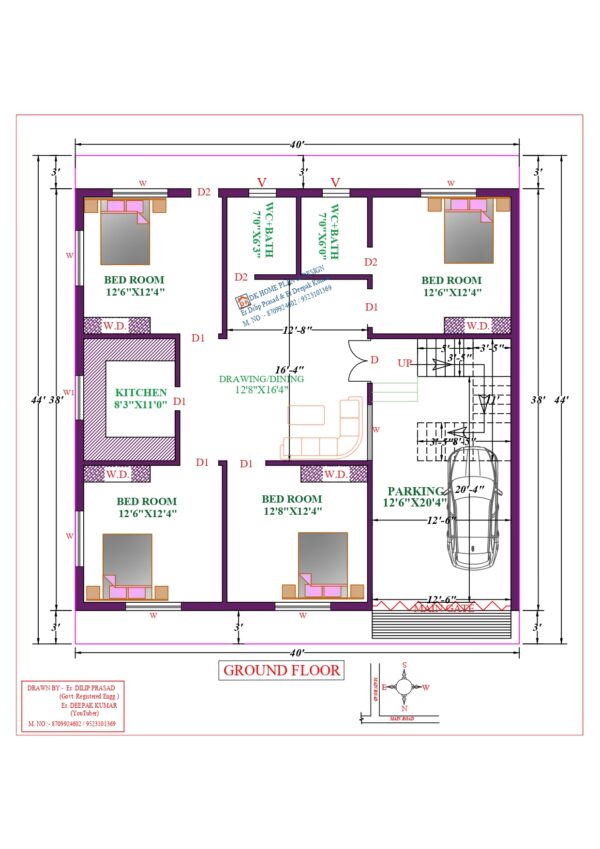 40X44 Affordable House Design