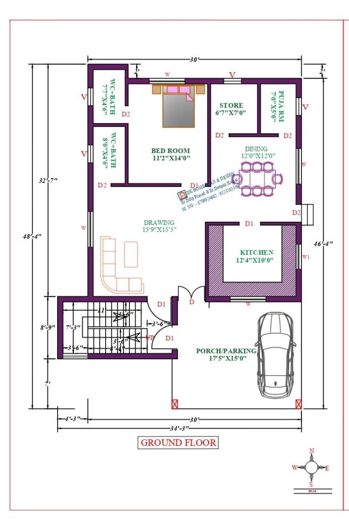 34X54 Affordable House Design