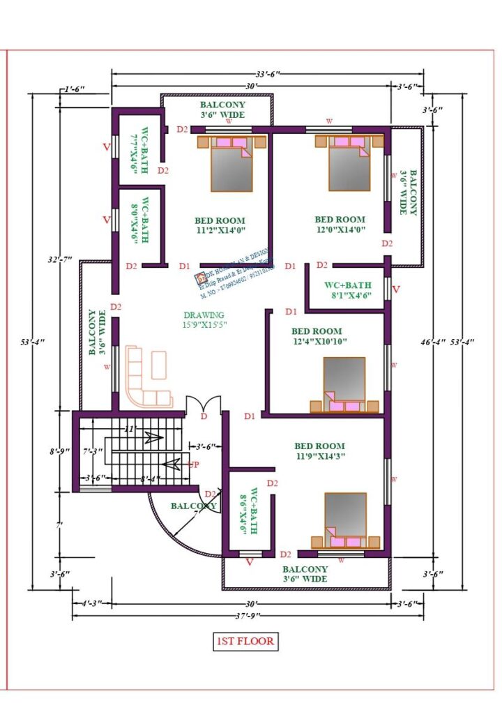 34X54 Affordable House Design - Image 2