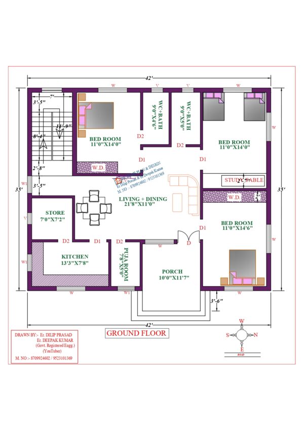 42X35 Affordable House Design