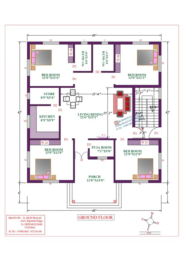 40X42 Affordable House Design