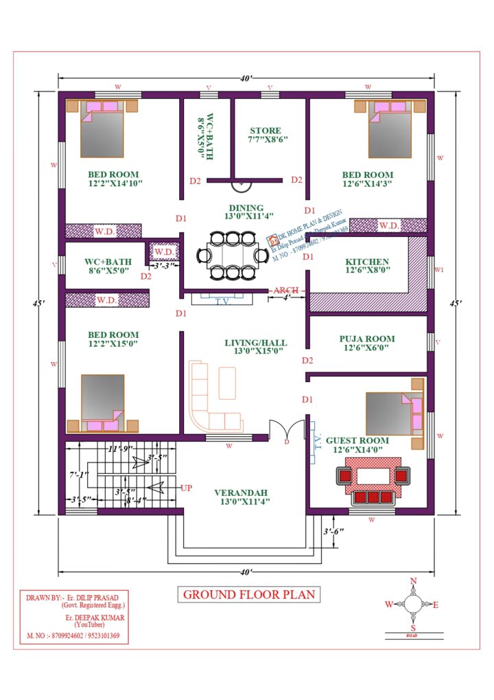 40X45 Affordable House Design