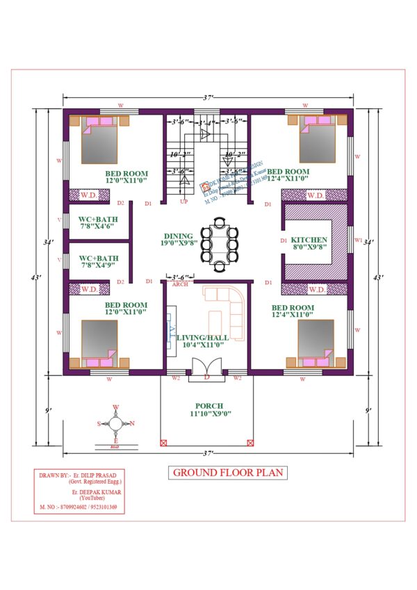 37X43 Affordable House Design
