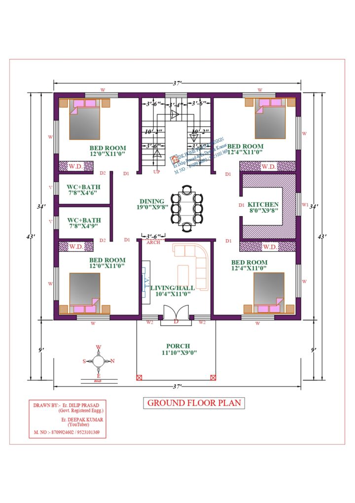 37X43 Affordable House Design